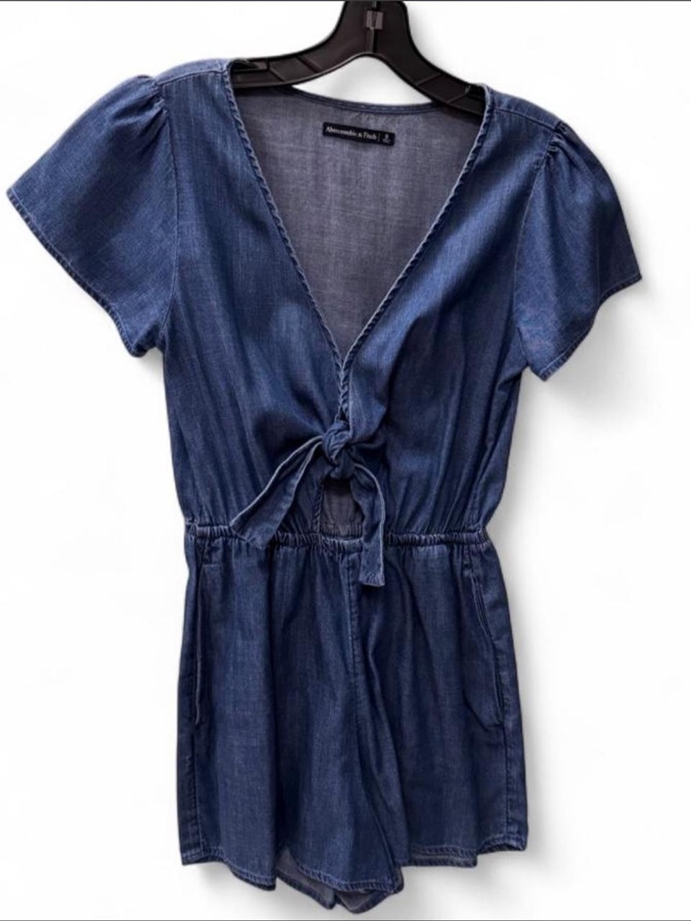 Abercrombie & Fitch Tie-Front Denim Romper